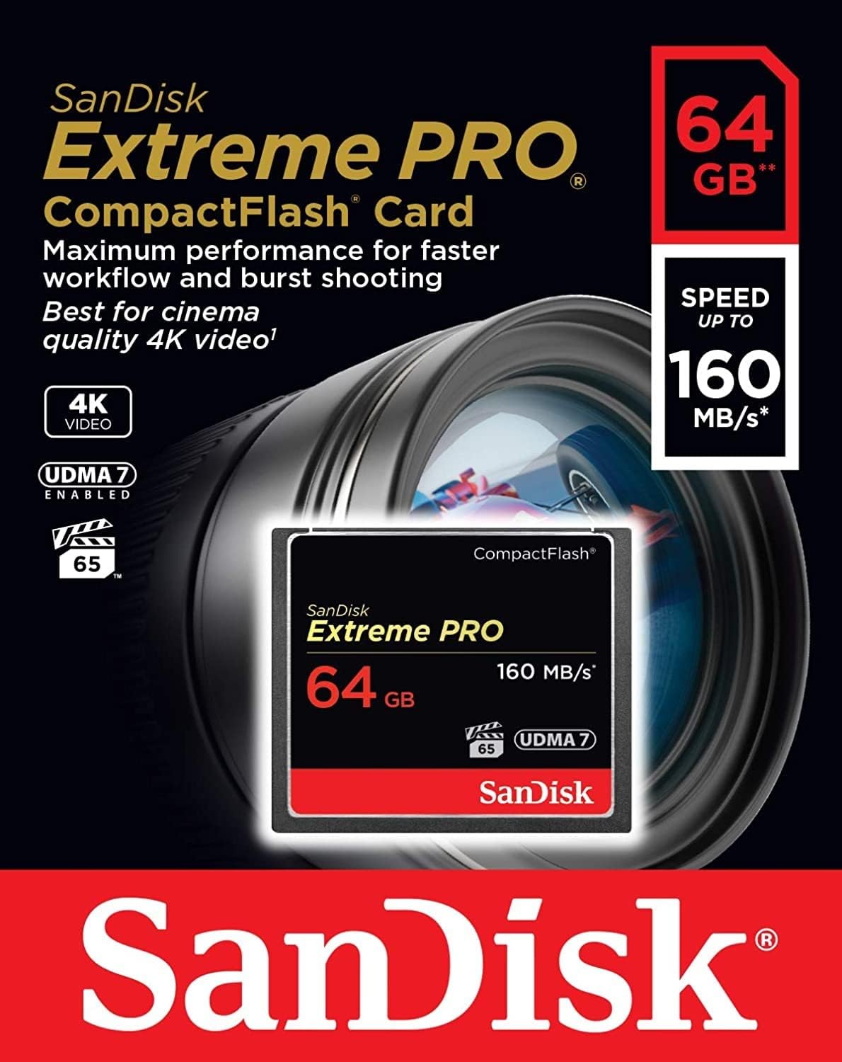 Κάρτα Μνήμης CompactFlash SanDisk Extreme Pro, 64Gb, UDMA 7 SDCFXPS-064G-X46