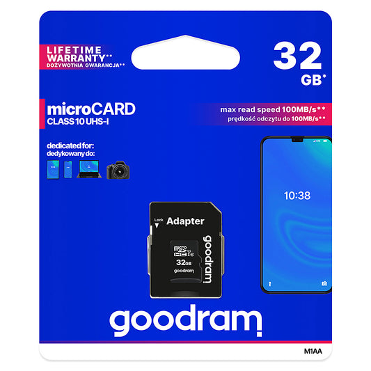 Κάρτα Μνήμης microSDHC GoodRam, 32Gb, Κατηγορία 10 / UHS-1 U1, Με Αντάπτορα