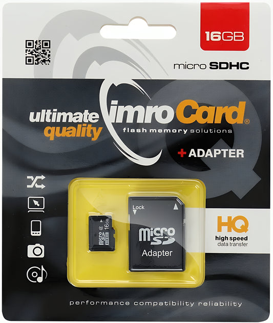 Κάρτα Μνήμης microSDHC Imro, 16Gb, Κλάση 4, Με Αντάπτορα