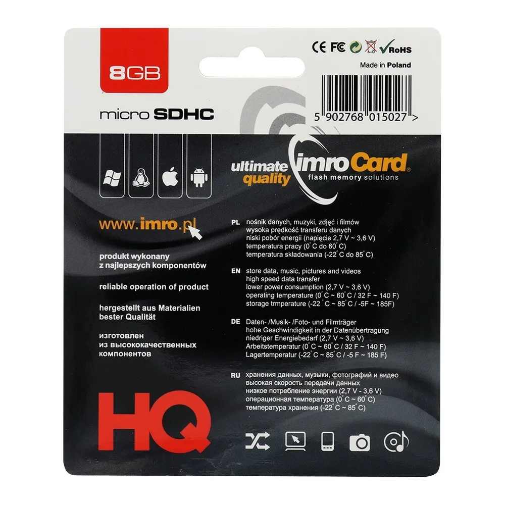 Κάρτα Μνήμης microSDHC Imro, 8Gb, Κατηγορία 4