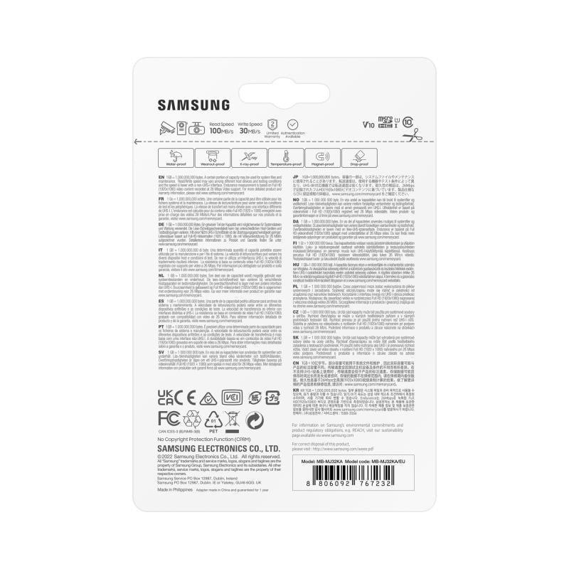 Κάρτα Μνήμης microSDHC Samsung PRO Endurance, 32Gb, Κλάση 10 / UHS-1 U1, Με Προσαρμογέα MB-MJ32KA/EU