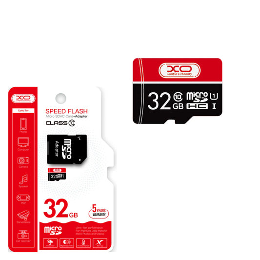 Κάρτα Μνήμης microSDHC XO Design Speed Flash, 32Gb, Κατηγορία 10 / UHS-1 U3, Με Αντάπτορα