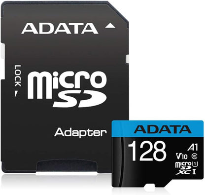 Adata Premier microSDXC Memory Card, 128GB, Class 10 / UHS-1 U1, With Adapter AUSDX128GUICL10A1-RA1
