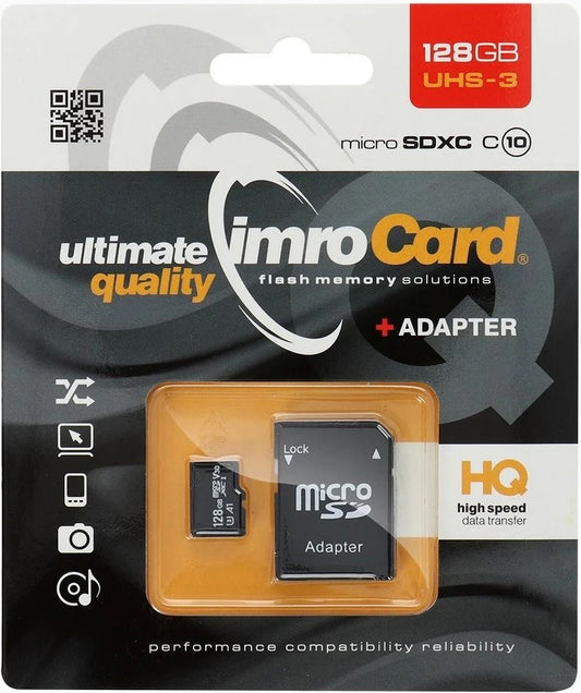 Κάρτα Μνήμης microSDXC Imro, 128Gb, Κλάση 10 / UHS-1 U3, Με Αντάπτορα