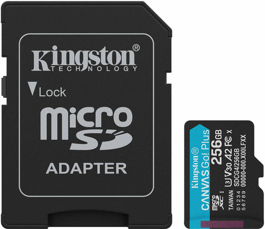 Κάρτα Μνήμης microSDXC Kingston Canvas Go Plus Android A2, 256Gb, Κλάση 10 / UHS-1 U3, Με Προσαρμογέα SDCG4/256GB