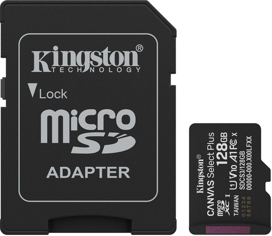 Κάρτα Μνήμης microSDXC Kingston Canvas Select Plus Android A1, 128Gb, Κλάση 10 / UHS-1 U1, Με Προσαρμογέα SDCS3/128GB