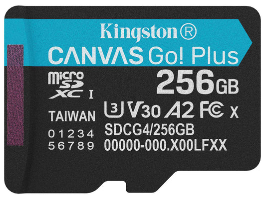 Κάρτα Μνήμης microSDXC Kingston Canvas Go Plus Android A2, 256Gb, Κλάση 10 / UHS-1 U3 SDCG4/256GBSP