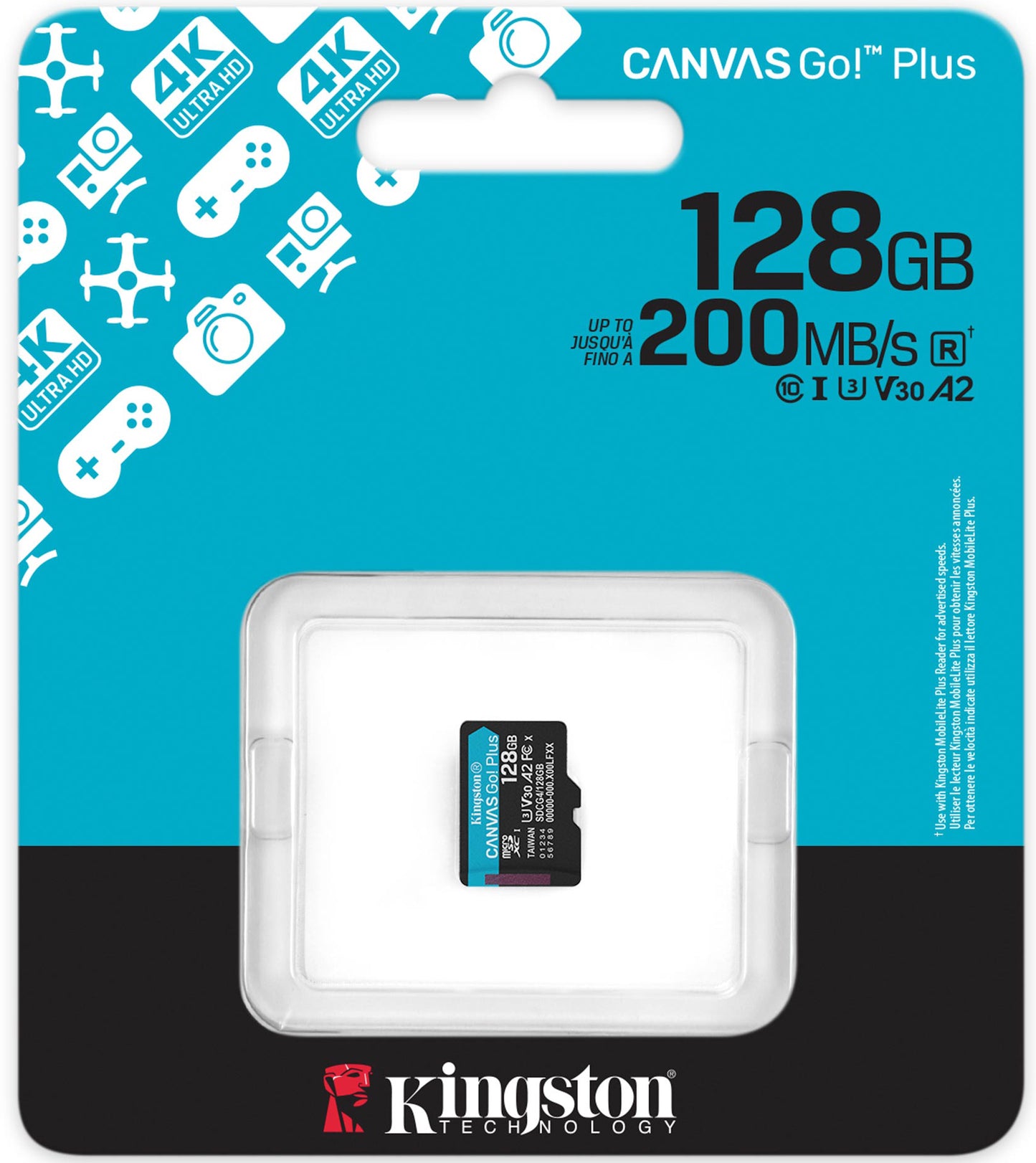 Κάρτα Μνήμης microSDXC Kingston Canvas Go Plus Android A2, 128Gb, Κλάση 10 / UHS-1 U3 SDCG4/128GBSP