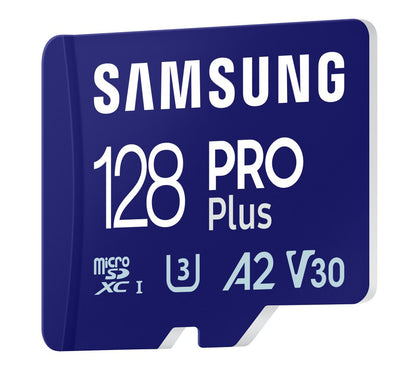 Κάρτα Μνήμης microSDXC Samsung PRO Plus, 128Gb, Κλάση 10 / UHS-1 U3, με Αναγνώστη Καρτών MB-MD128SB/WW