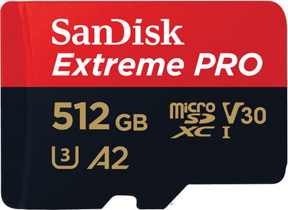 Κάρτα Μνήμης microSDXC SanDisk Extreme Pro, 512Gb, Κλάση 10 / UHS-1 U3, Με Προσαρμογέα SDSQXCD-512G-GN6MA