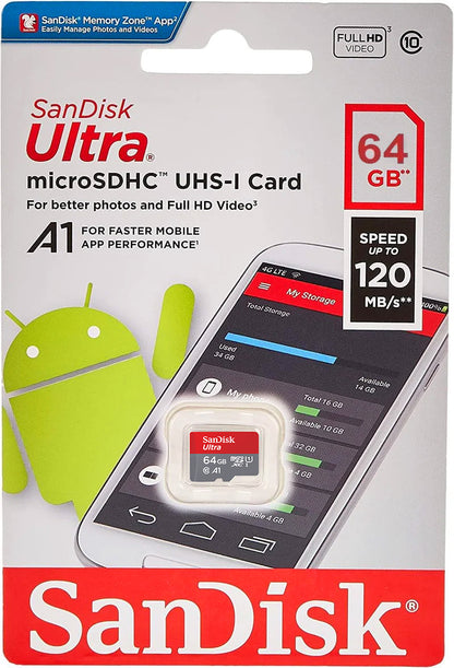 Κάρτα Μνήμης microSDXC SanDisk Ultra Android A1, 64Gb, Κλάση 10 / UHS-1 U1 SDSQUAB-064G-GN6MN