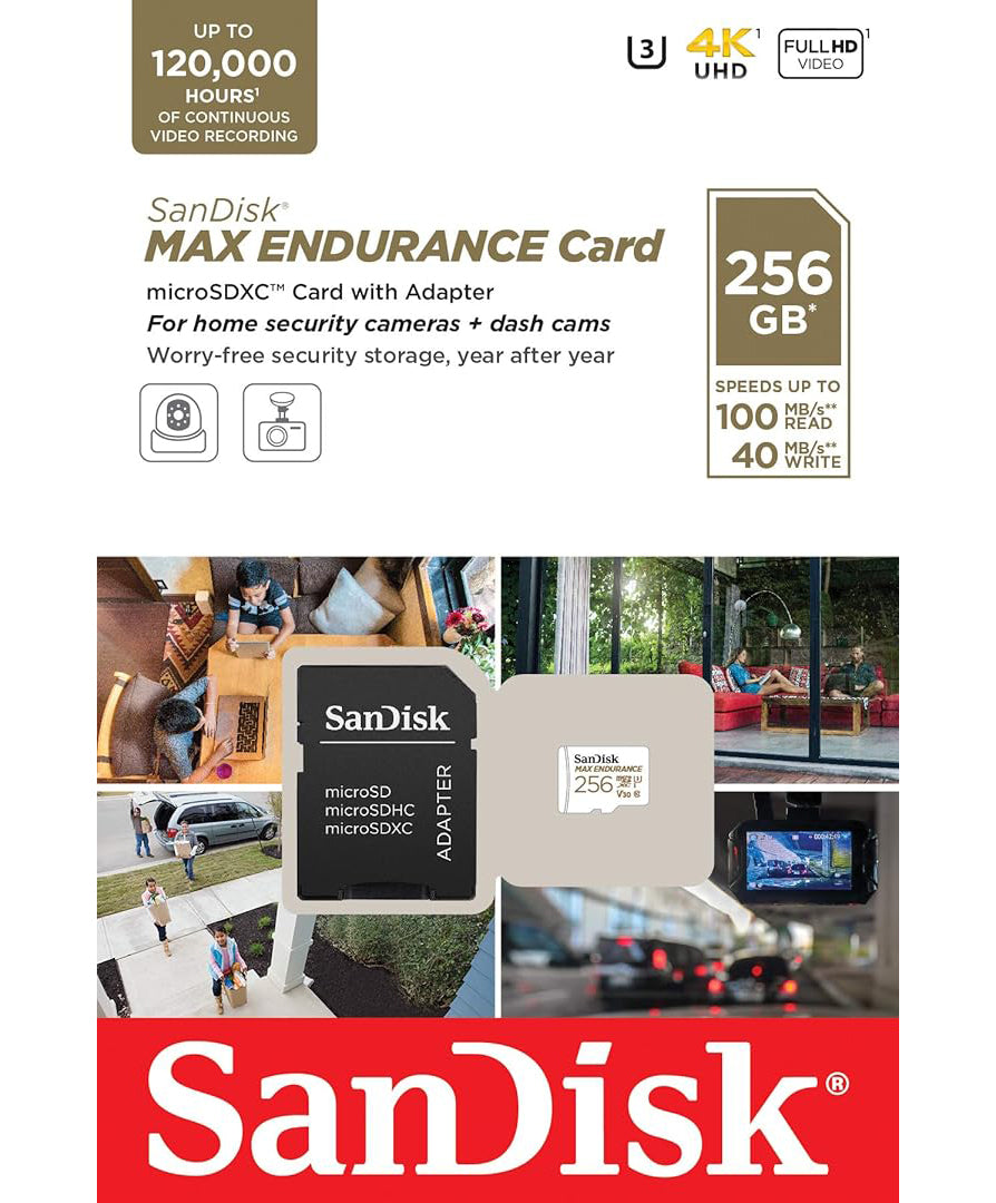 Κάρτα Μνήμης microSDXC SanDisk MAX Endurance, 256Gb, Κλάση 10 / UHS-1 U3, Με Προσαρμογέα SDSQQVR-256G-GN6IA