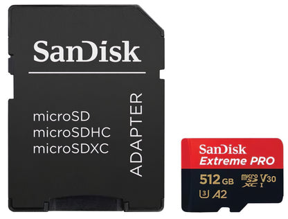 Κάρτα Μνήμης microSDXC SanDisk Extreme Pro, 512Gb, Κλάση 10 / UHS-1 U3, Με Προσαρμογέα SDSQXCD-512G-GN6MA