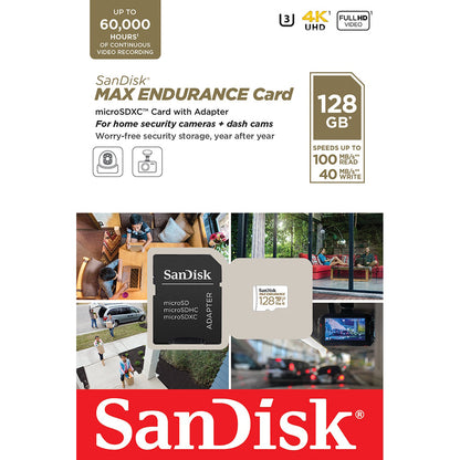 Κάρτα Μνήμης microSDXC SanDisk MAX Endurance, 128Gb, Κλάση 10 / UHS-1 U3, Με Προσαρμογέα SDSQQVR-128G-GN6IA
