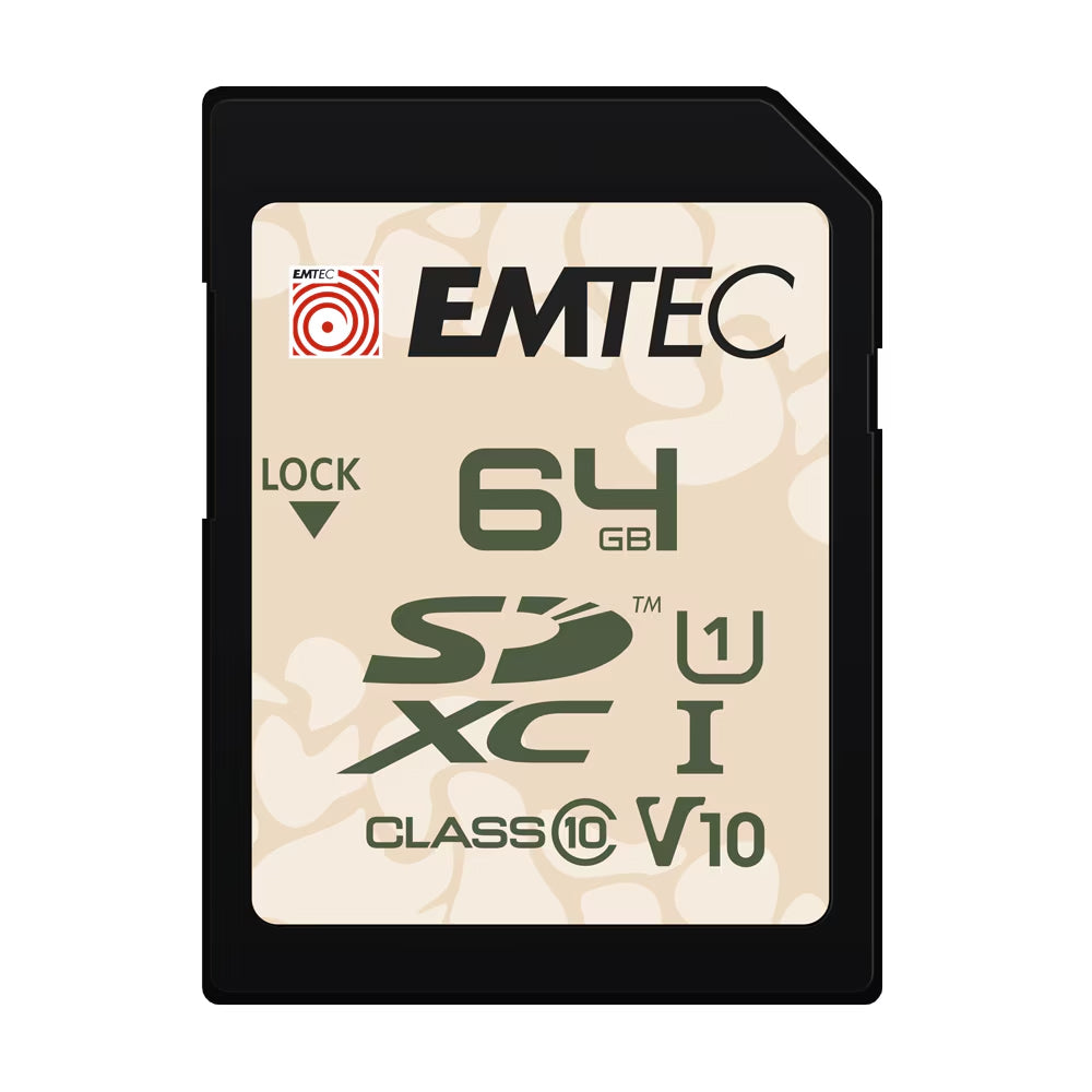 Emtec Outdoor SDHC Memory Card, 64Gb, Class 10 / UHS-1 U1 ECMSD64GXCU1OR