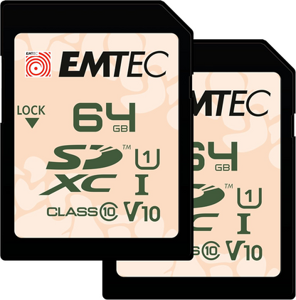 Emtec Rugged Outdoor SDXC Memory Card, 64GB, Class 10 / UHS-1 U1, Set of 2 pieces ECMSD64GXCU1ORP2