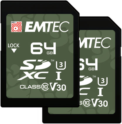 Emtec Rugged Outdoor SDXC Memory Card, 64GB, Class 10 / UHS-1 U3, Set of 2 pieces ECMSD64GXCU3ORP