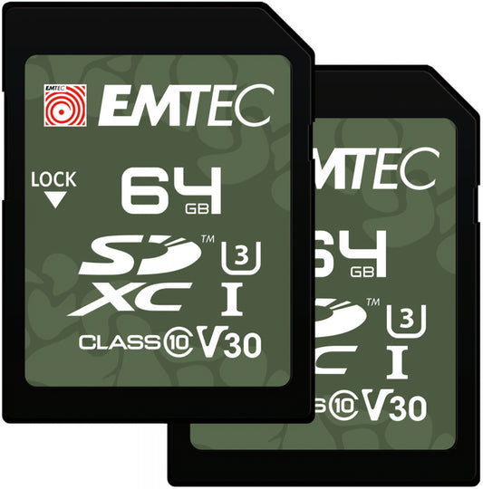 Κάρτα Μνήμης SDXC Emtec Rugged Outdoor, 64Gb, Κατηγορία 10 / UHS-1 U3, Σετ 2 τεμάχια ECMSD64GXCU3ORP