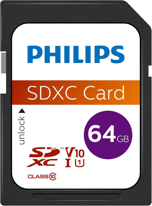 Κάρτα Μνήμης SDXC Philips, 64Gb, Κλάση 10 / UHS-1 U1 FM64SD55B/00