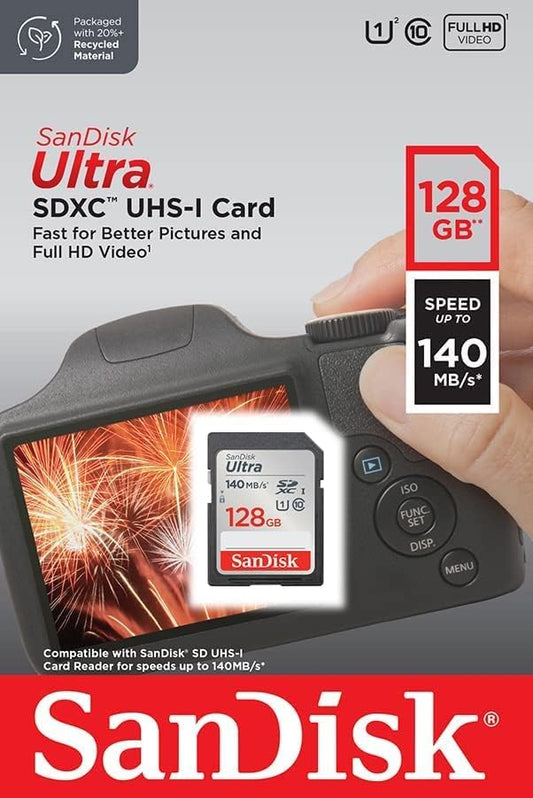 Κάρτα Μνήμης SDXC SanDisk Ultra, 128Gb, Κατηγορία 10 / UHS-1 U1 SDSDUNB-128G-GN6IN