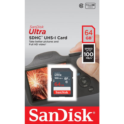 Κάρτα Μνήμης SDXC SanDisk Ultra, 64Gb, Κλάση 10 SDSDUNR-064G-GN3IN