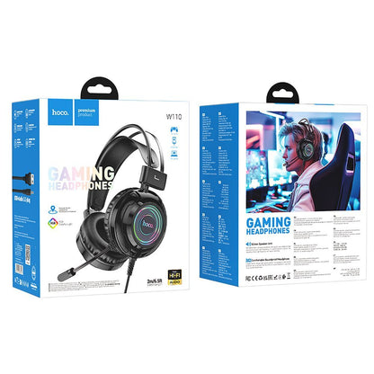 Gaming Headphones 3.5mm HOCO W110, RGB, Black