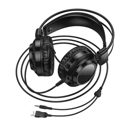 Gaming Headphones 3.5mm HOCO W110, RGB, Black