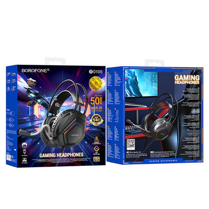Ακουστικά Gaming 3.5mm Borofone BO105 Thunder, RGB, 2m, Μαύρα