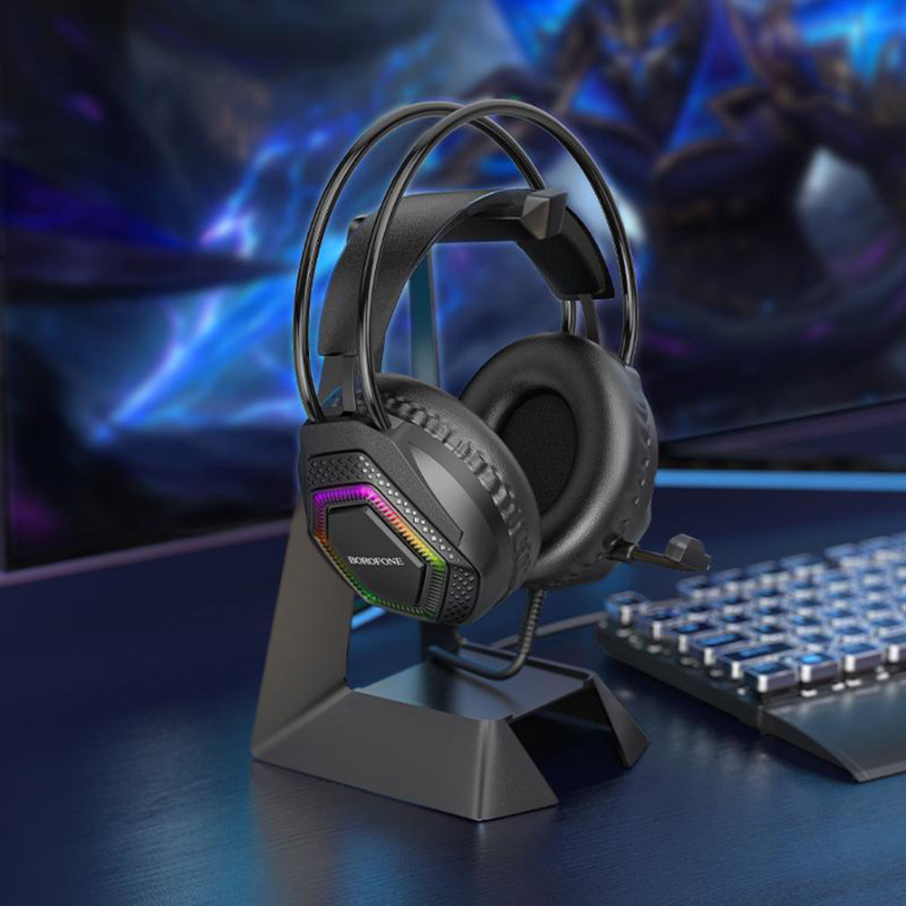 Ακουστικά Gaming 3.5mm Borofone BO105 Thunder, RGB, 2m, Μαύρα