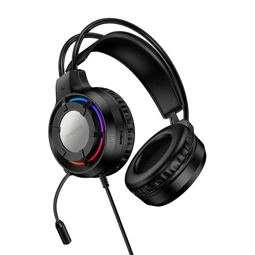 Ακουστικά Gaming 3.5mm Borofone BO112 Wave, RGB, 2μ, Μαύρα