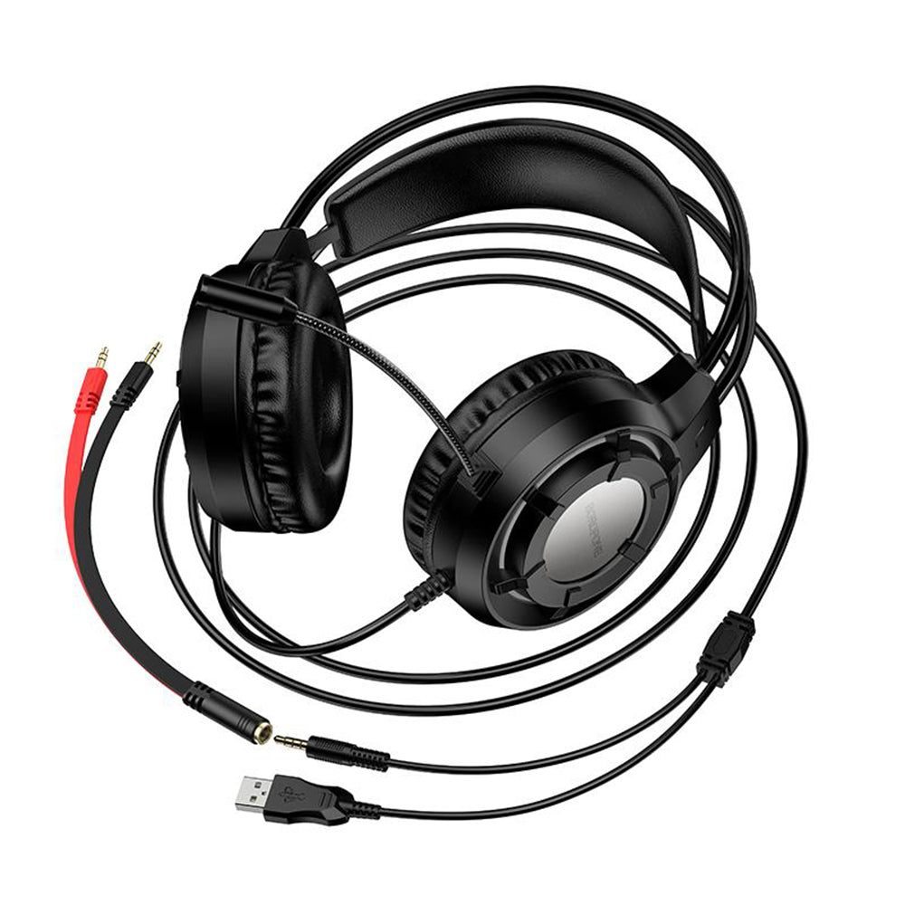 Ακουστικά Gaming 3.5mm Borofone BO112 Wave, RGB, 2μ, Μαύρα