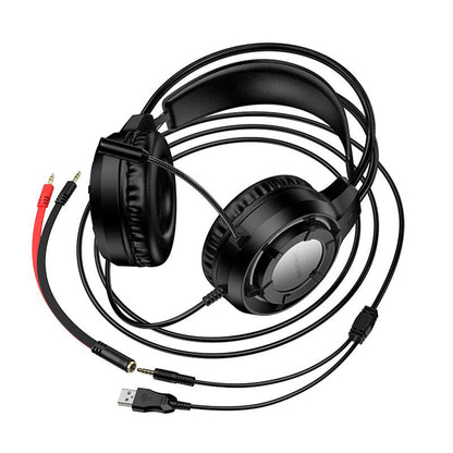 Ακουστικά Gaming 3.5mm Borofone BO112 Wave, RGB, 2μ, Μαύρα
