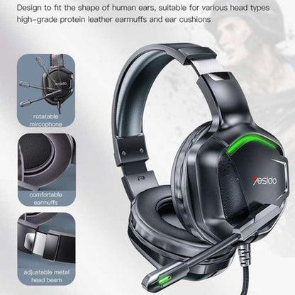 Ακουστικά Gaming 3.5mm Yesido EK01, RGB, 1.2m, Μαύρα
