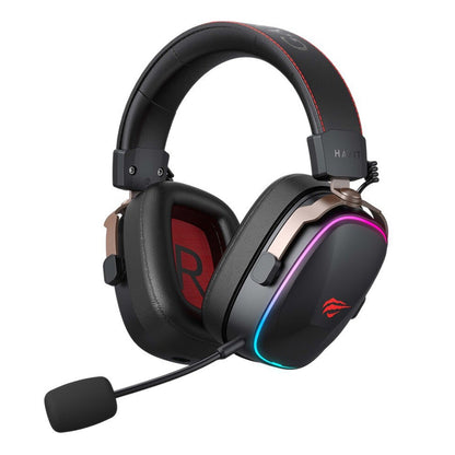 Ασύρματα Gaming Ακουστικά HAVIT H2039BG, RGB, BT / Wi-Fi / Ενσύρματα, Μαύρο Ωχρό