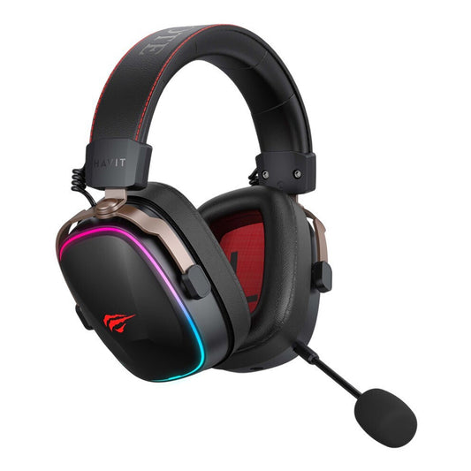 Ασύρματα Gaming Ακουστικά HAVIT H2039BG, RGB, BT / Wi-Fi / Ενσύρματα, Μαύρο Ωχρό
