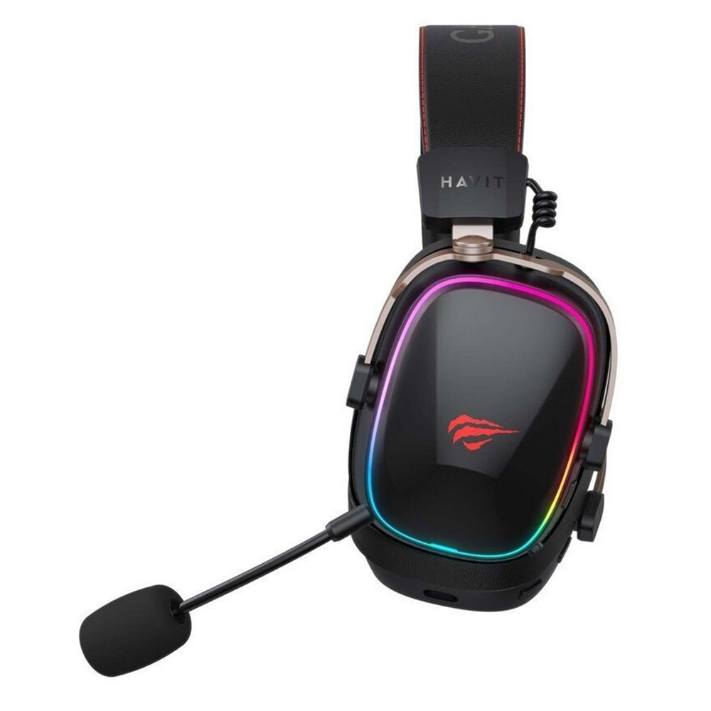 Ασύρματα Gaming Ακουστικά HAVIT H2039BG, RGB, BT / Wi-Fi / Ενσύρματα, Μαύρο Ωχρό