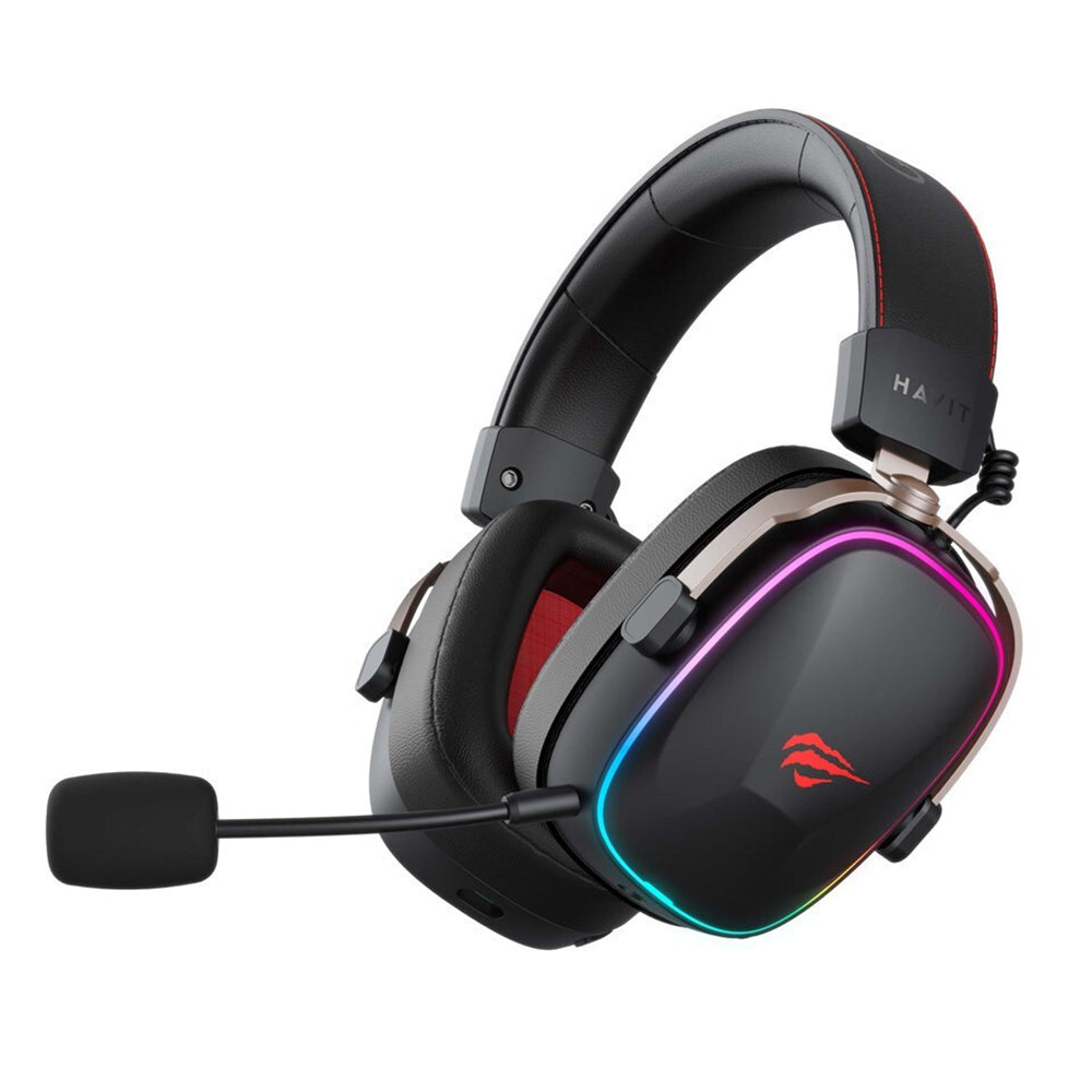 Ασύρματα Gaming Ακουστικά HAVIT H2039BG, RGB, BT / Wi-Fi / Ενσύρματα, Μαύρο Ωχρό