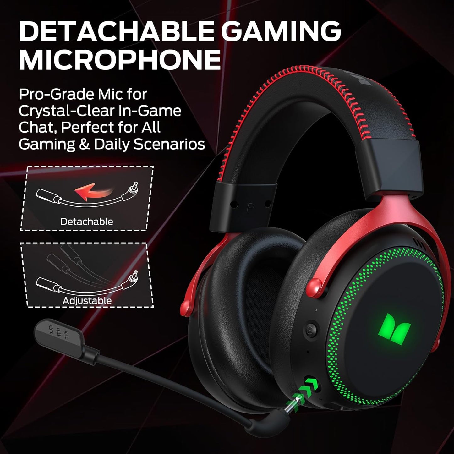 Ασύρματα Gaming Ακουστικά Monster Mission 350, BT / Wi-Fi / Ενσύρματα, Μαύρα