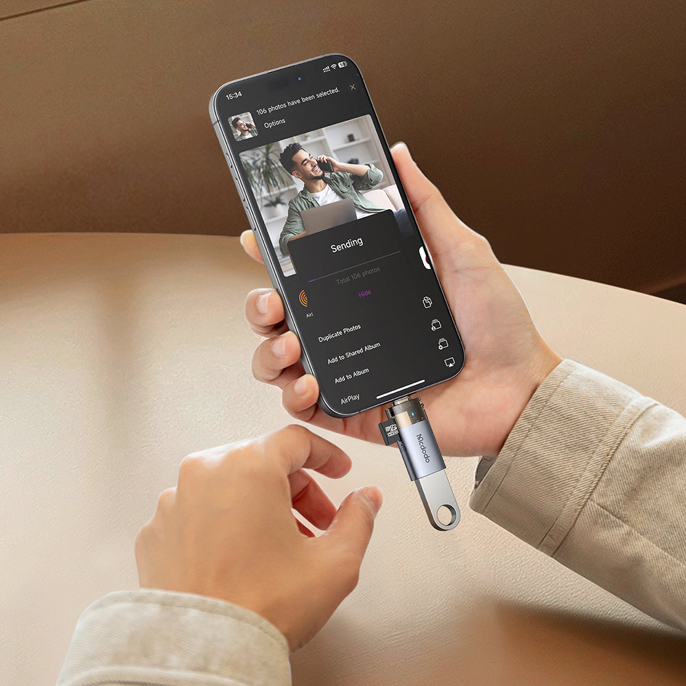 Αναγνώστης Καρτών Lightning McDodo OT-7850, USB-A (OTG) - microSD, Μαύρο