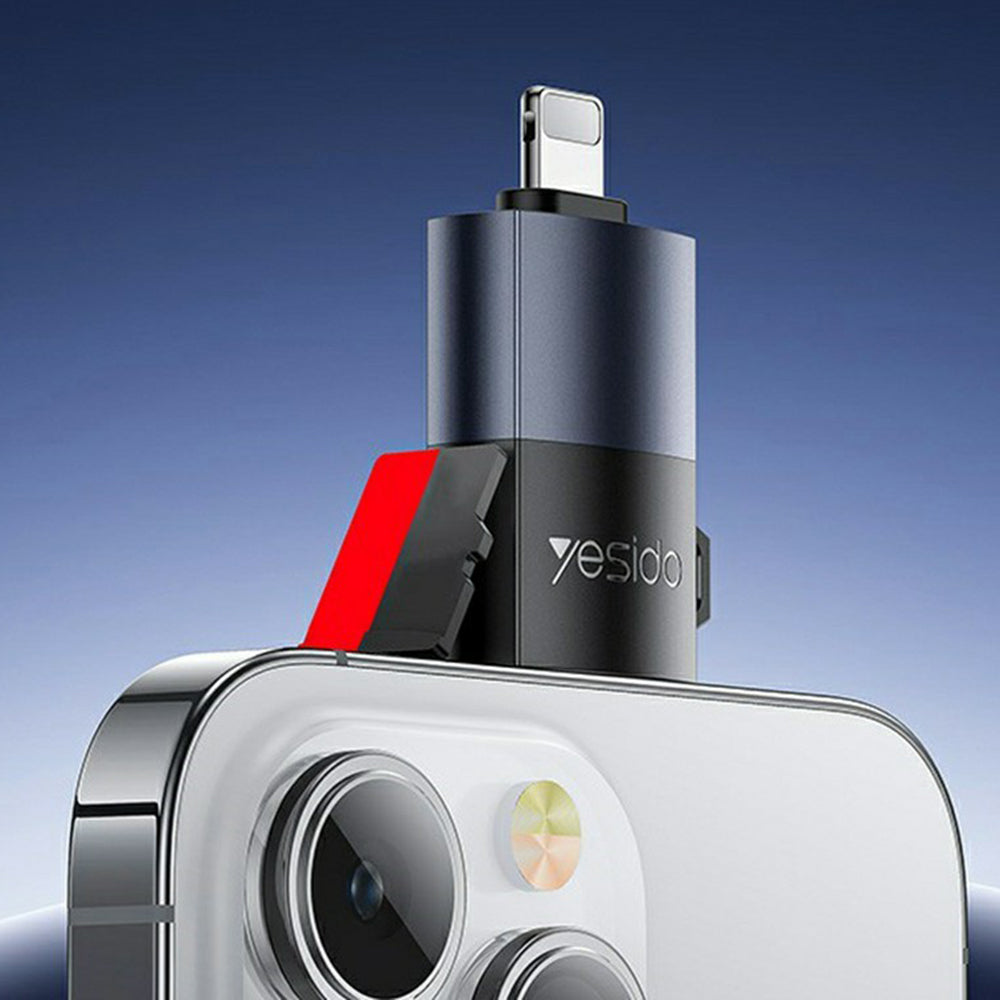 Αναγνώστης Καρτών Lightning Yesido GS38, microSD, Γκρι