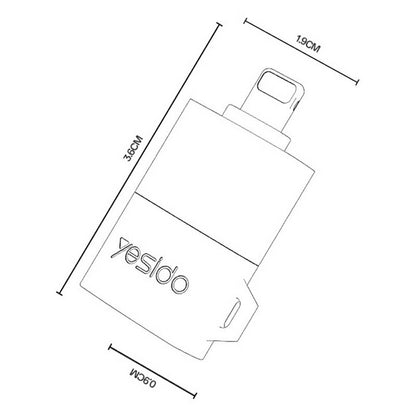 Αναγνώστης Καρτών Lightning Yesido GS38, microSD, Γκρι