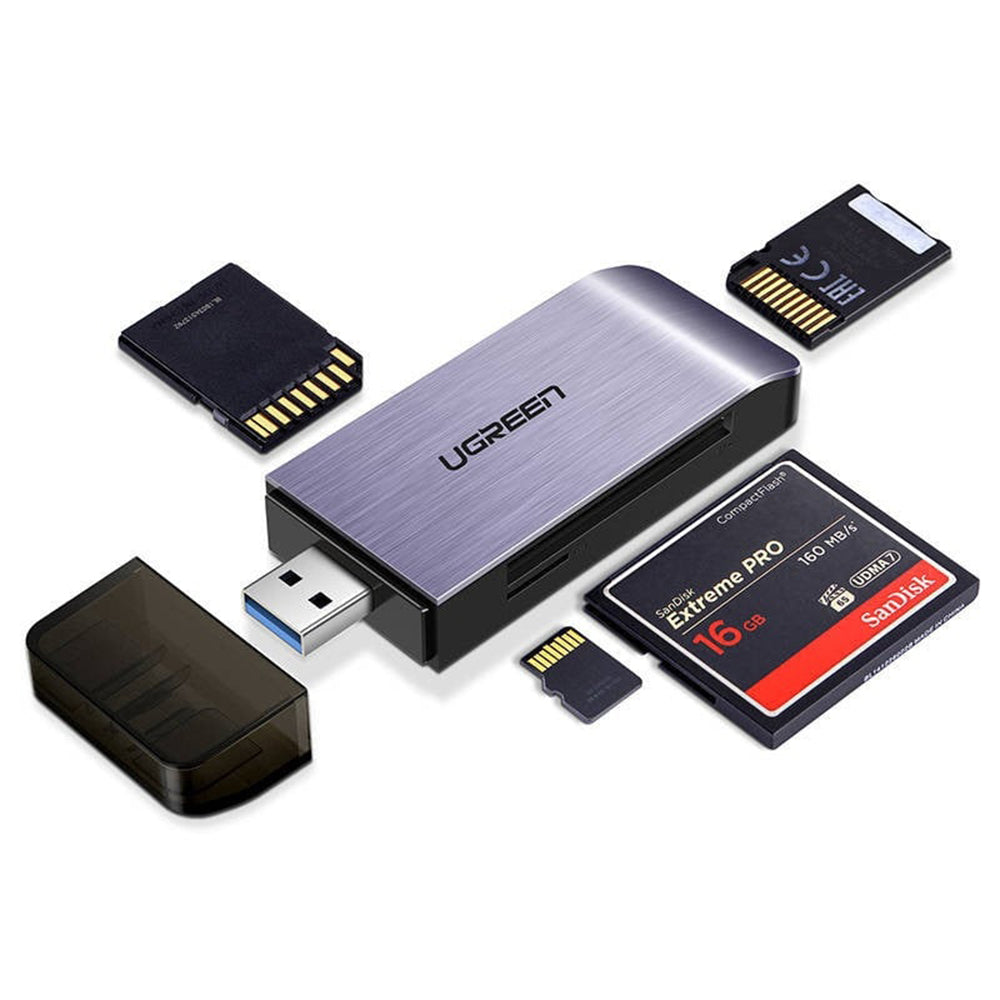 Αναγνώστης Καρτών USB 3.0 UGREEN CM180, SD - microSD - CF - MS, Γκρι