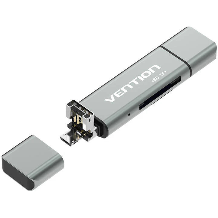 USB / USB-C / microUSB Card Reader Vention, SD - microSD, Gray CCJH0