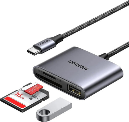 Αναγνώστης Καρτών USB-C UGREEN CM387, USB-A - SD - microSD, Μαύρο