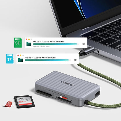 Αναγνώστης Καρτών USB-C με Οργανωτή UGREEN 55886, 2 x SD - microSD, Γκρι