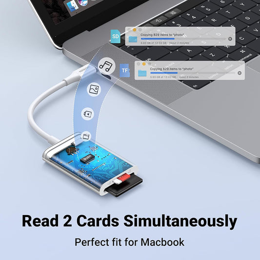 Αναγνώστης Κάρτας USB-C UGREEN CM265, SD - microSD, Λευκός