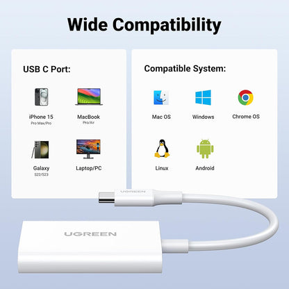 UGREEN CM265 USB-C Card Reader, SD - microSD, White