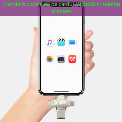 USB / USB-C / Lightning / microUSB Yesido GS13 Card Reader, microSD, Silver