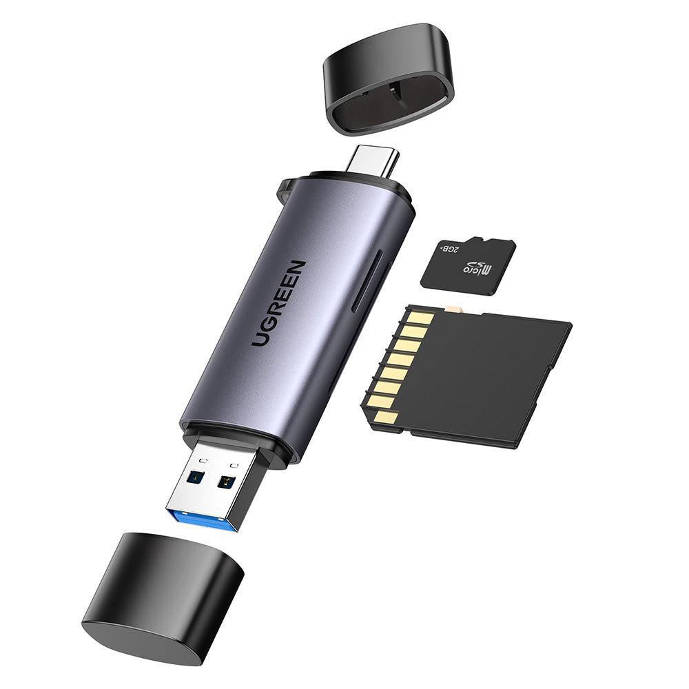 Αναγνώστης Καρτών USB / USB-C UGREEN CM185, SD - microSD, Γκρι