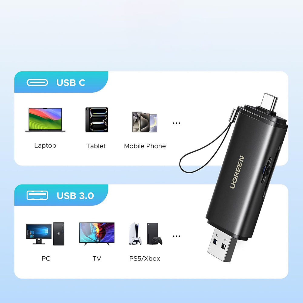 Αναγνώστης Καρτών USB / USB-C UGREEN CM803 (65024), SD - microSD, Μαύρο